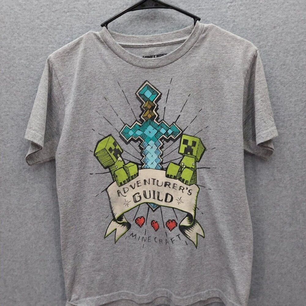 Minecraft Youth Boys M Creepers Adventure's Guild Gray Shirt